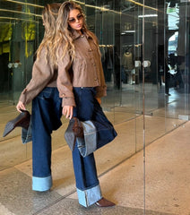 City Check Houndstooth Plaid Crop Jacket