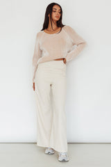 Lyris Button Detail Wide Leg Pants Natural