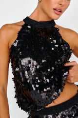 She's So LA Sequin Top Black
