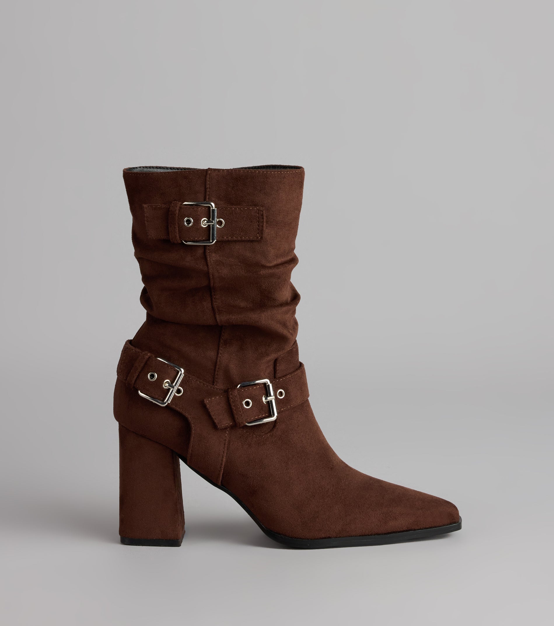 Buckle Up Faux Suede Booties