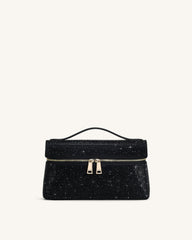 Thea Artificial Crystal Top Handle Bag - Black