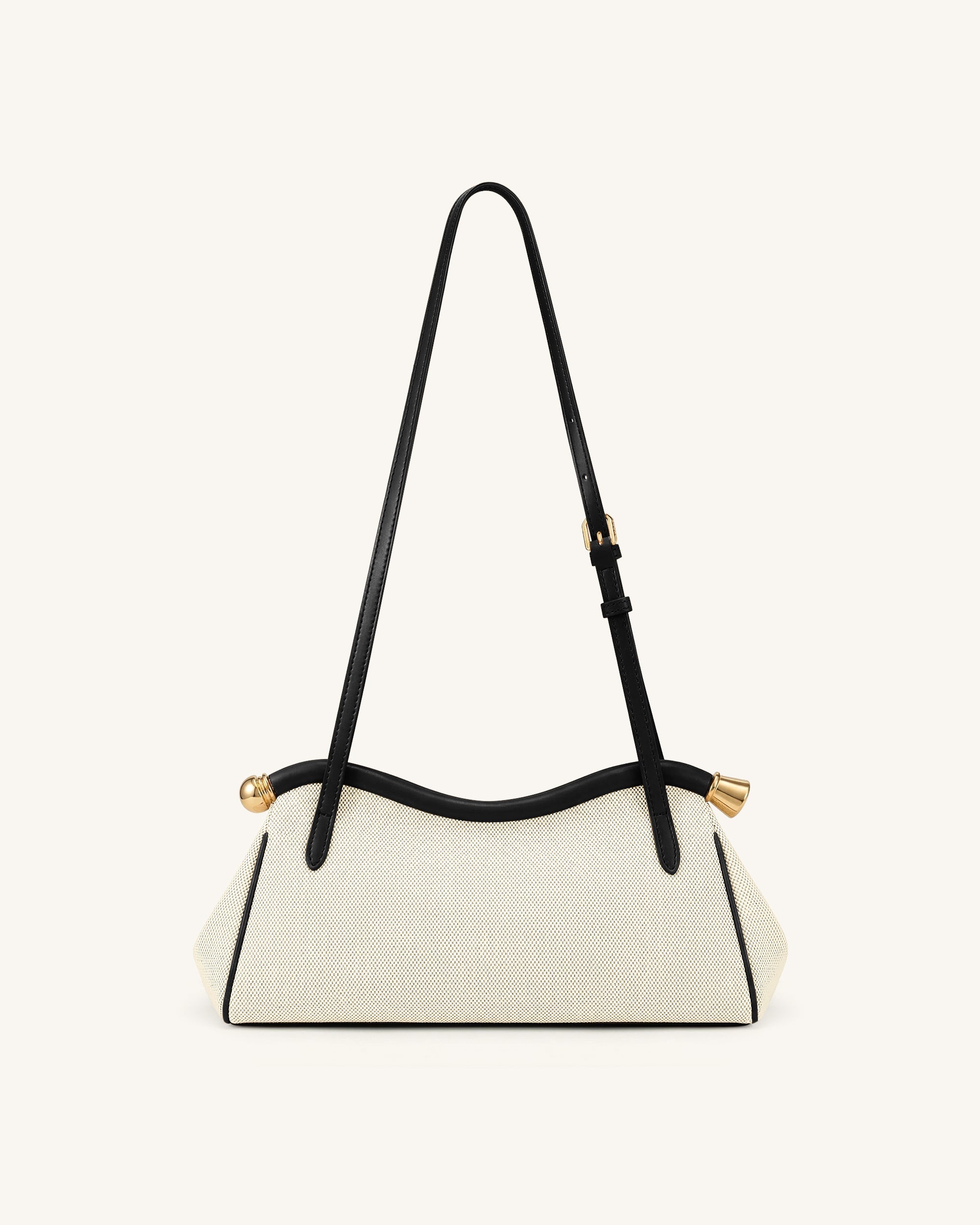 Naomi Curved Shoulder Bag - Black Canvas