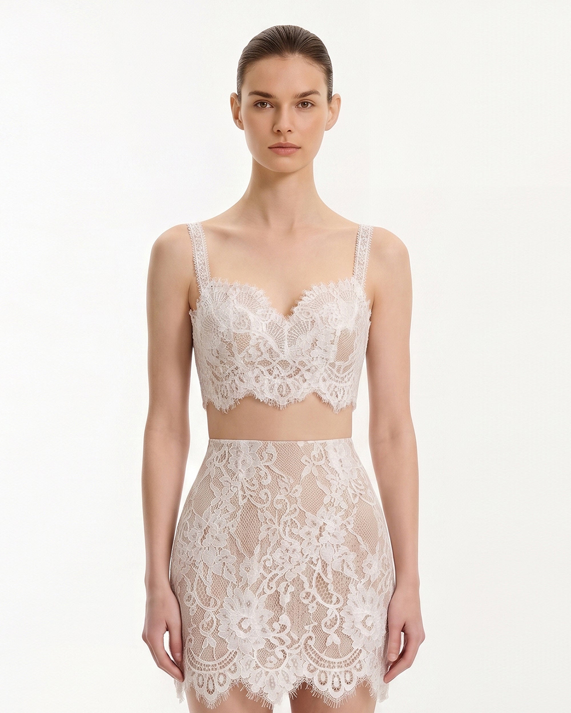 Lace Crop Camisole - White