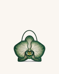 Flora Orchid Shaped Top Handle Bag - White Green
