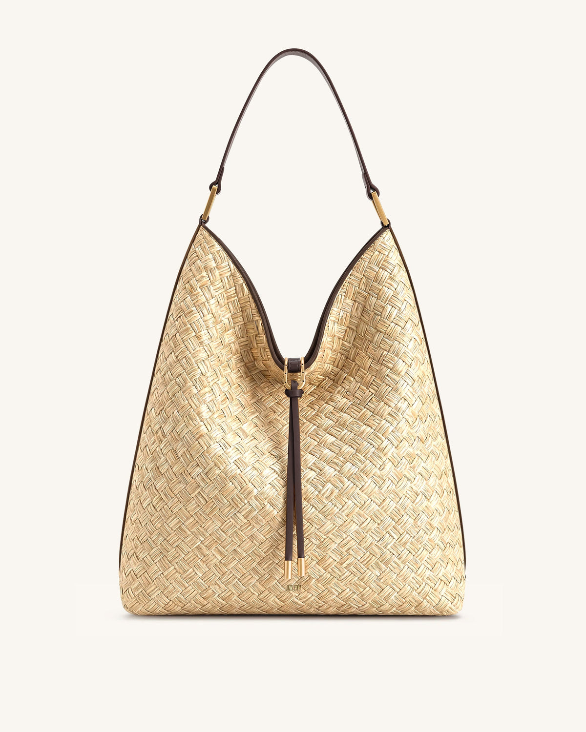 Aria Faux Straw Shoulder Bag - Brown