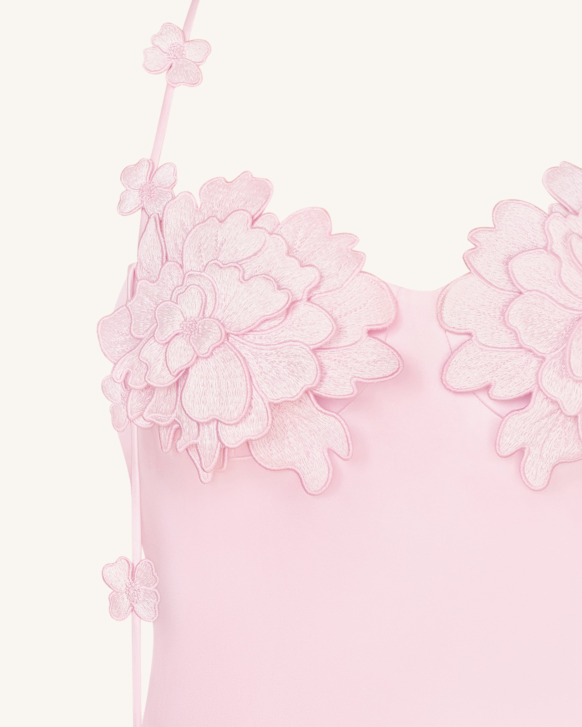 Floral Embellished Slip Mini Dress - Pink