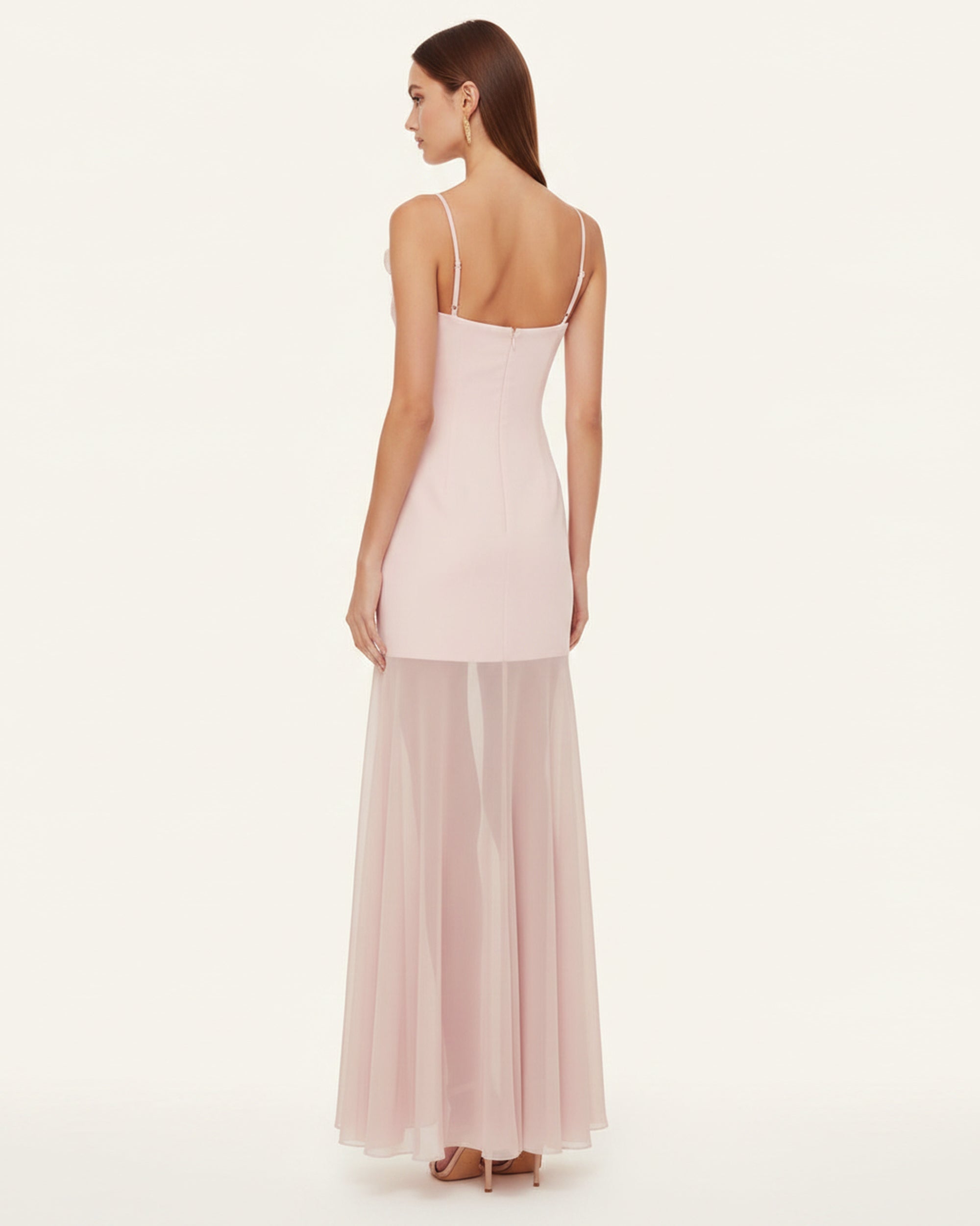 Orchid Embroidered Strappy Sheer Maxi Dress - Blush Pink