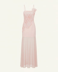 Orchid Embroidered Strappy Sheer Maxi Dress - Blush Pink