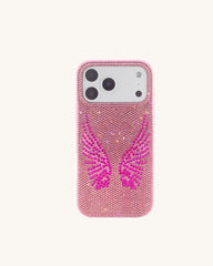 Artificial Crystal Angel Wings Phone Case - Pink