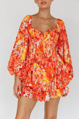 Evanice Shirred Waist Romper Floral Yellow