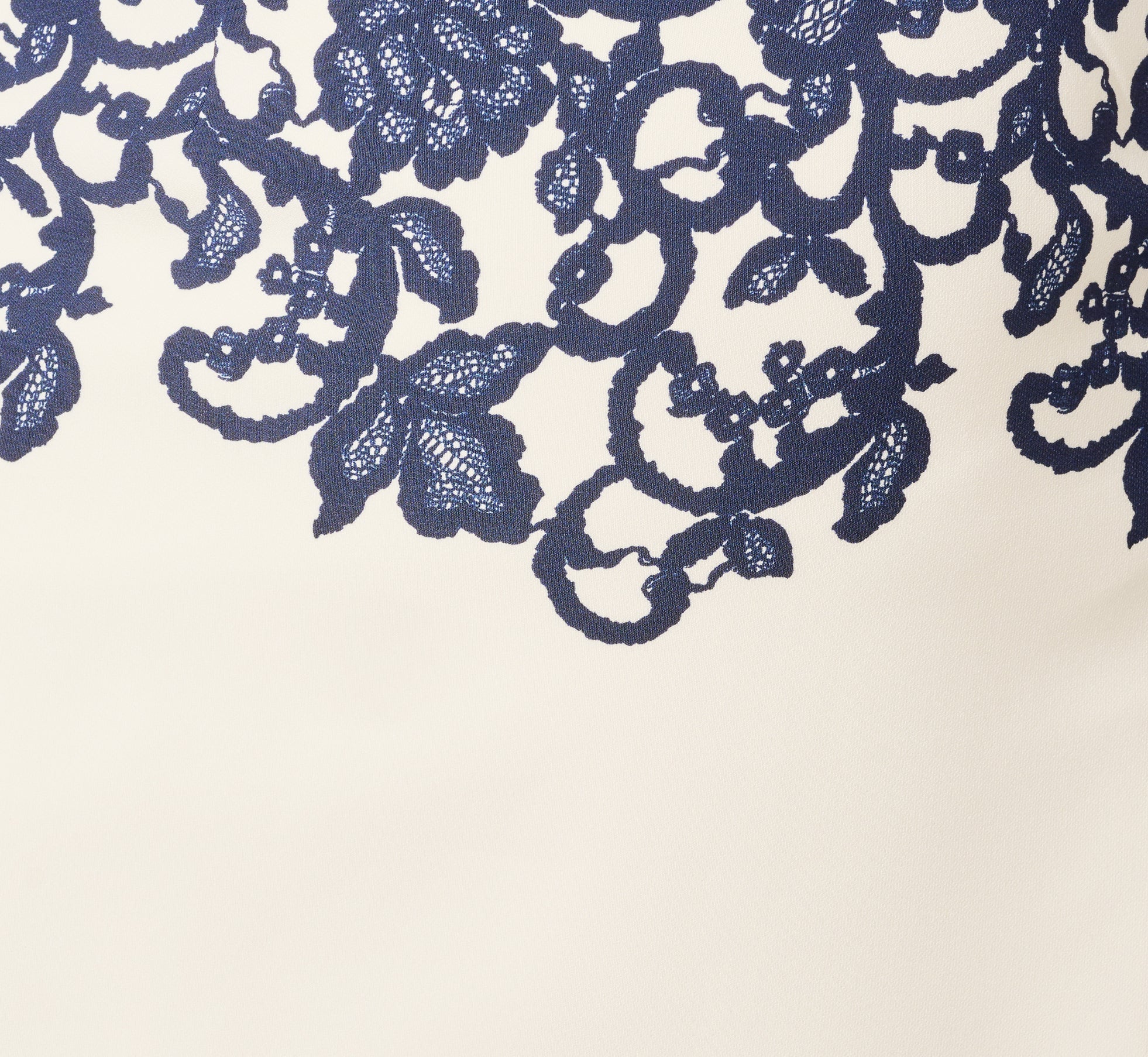 Plus Size Scroll Lace Midi Dress With Three Quarter Sleeves In Ivory Navy