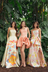 Peach Sleeveless Satin Bubble Hem Mini Dress