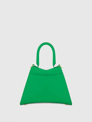 Green Angular Small Leather Handbag With Gold Hardware