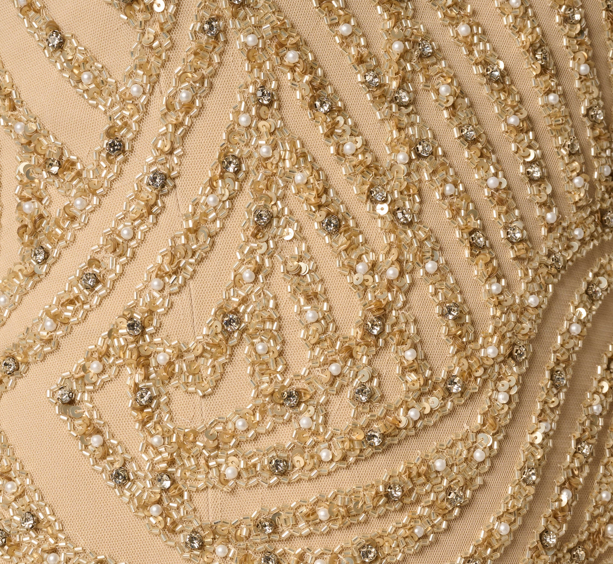 Sunburst Art Deco Beaded Halter Gown In Gold