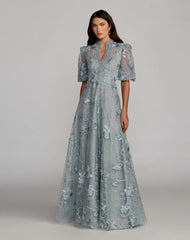 Queen Anne Puff Sleeve A-line Gown