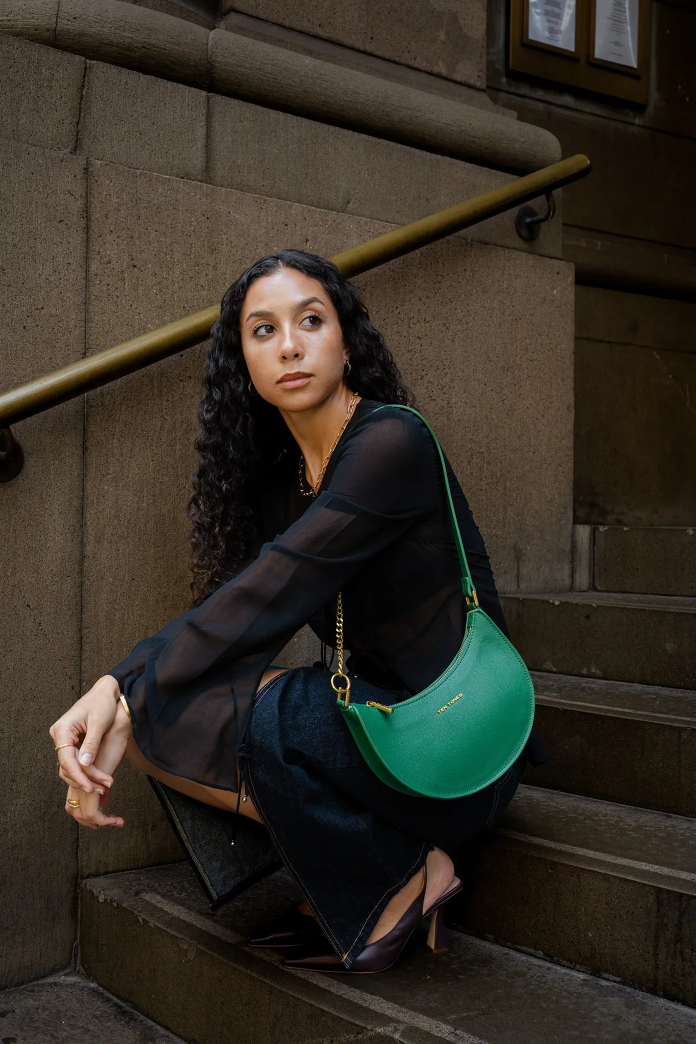 TEN TONES Grayson Moon Bag Green
