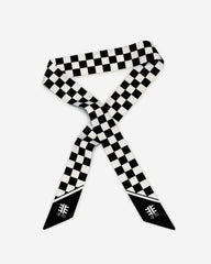 Gradient Checkerboard Faux Silk Twill Scarf - Black