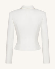 Sculpted Waist Cropped Blazer - White