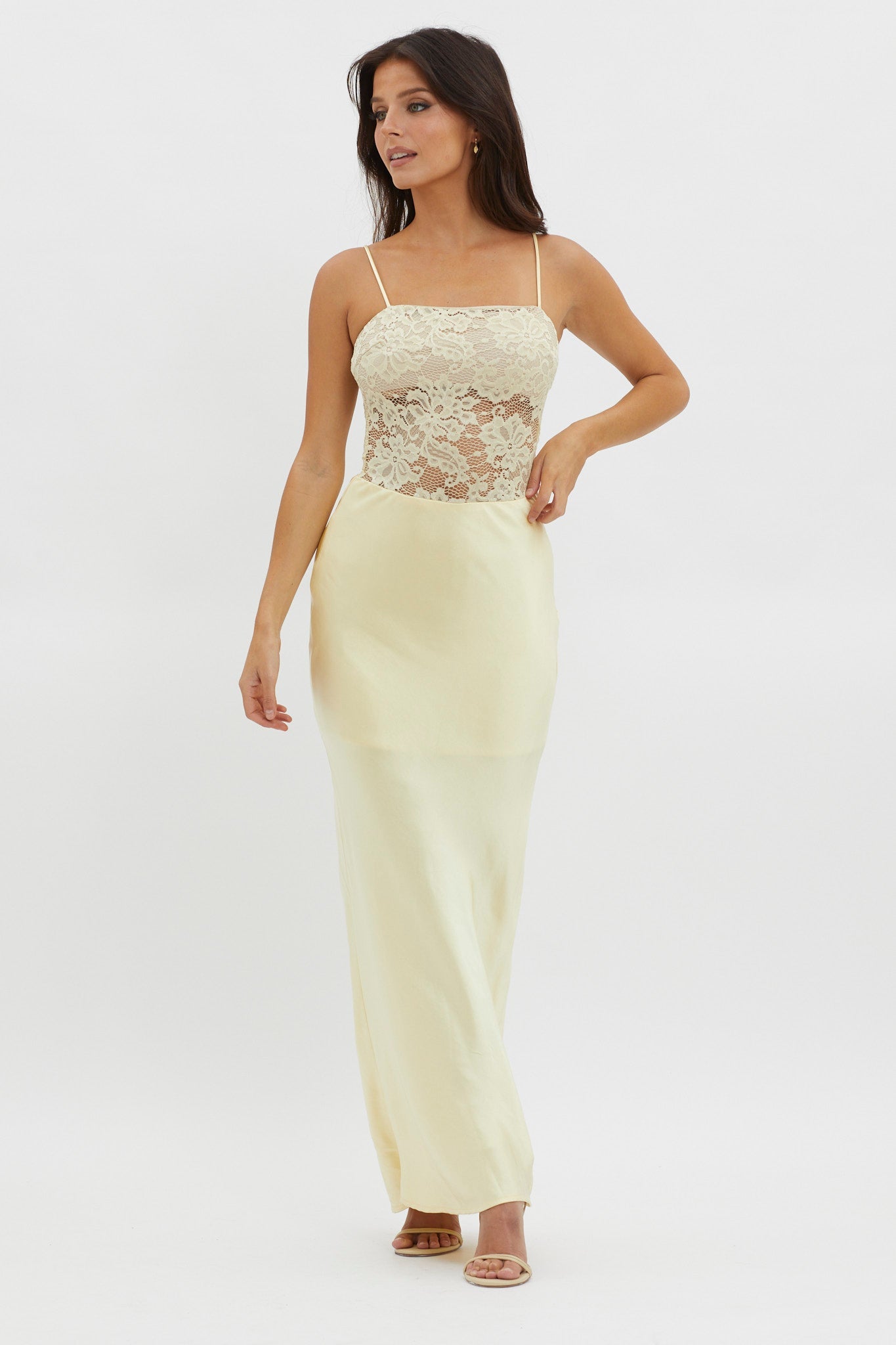 Moon Magic Floral Bodice Dress Lemon