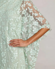 Green Sequin Floral Kaftan Gown