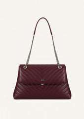 Mia Chevron Quilted Shoulder Bag - Burgundy
