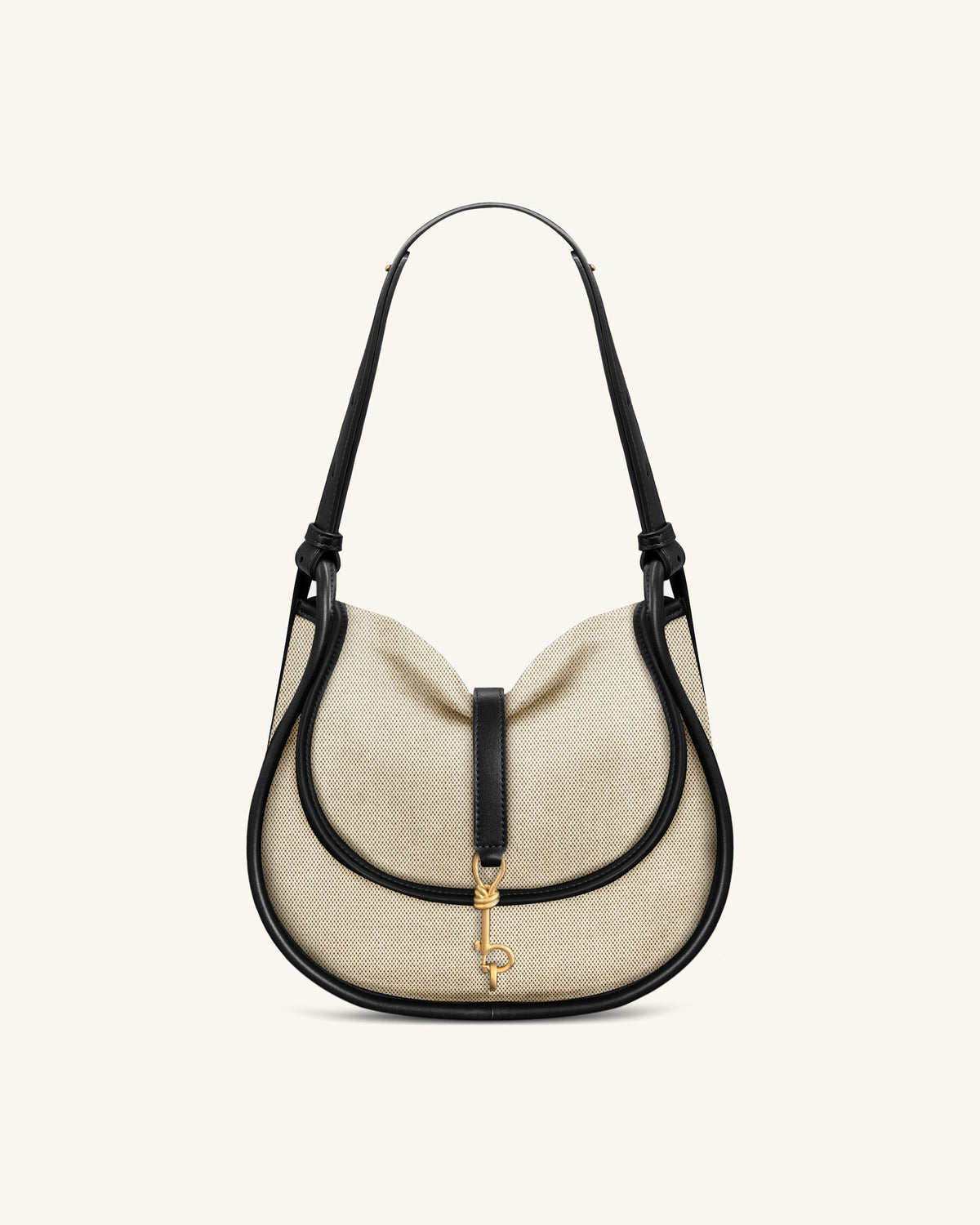 Arla Small Faux Suede Hobo Bag – Black Canvas