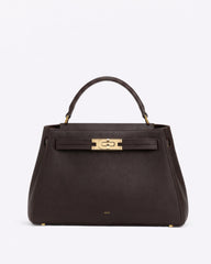 Avery Pebbled Texture Top Handle Bag - Brown