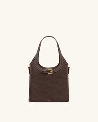 Brooke Mini Belted Embellished Top Handle Bag - Dark Brown