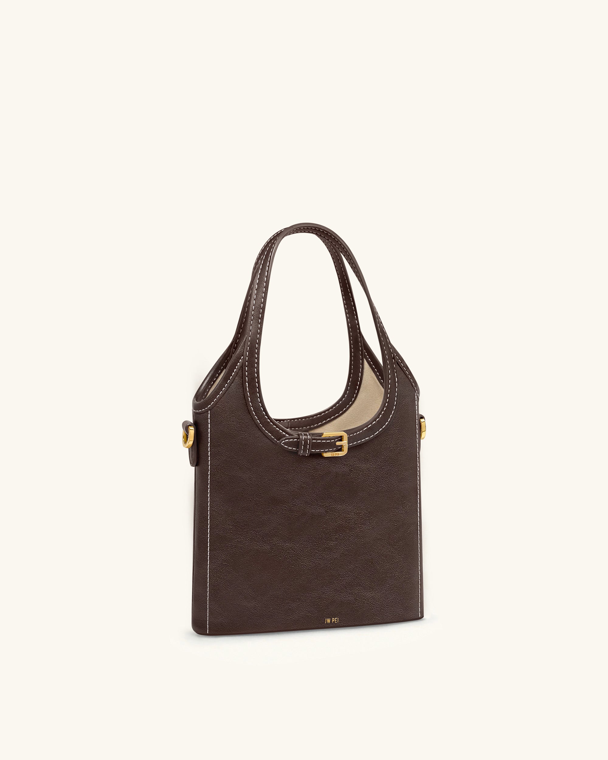 Brooke Mini Belted Embellished Top Handle Bag - Dark Brown
