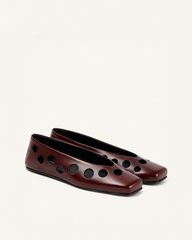 Ruby Polka Flats – Burgundy