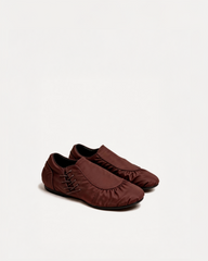 Ruby Ruched Flats – Brown