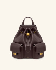 Avery Pebbled Drawstring Utility Backpack – Dark Brown