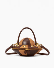 UFO Shape Top Handle Crossbody Bag - Brown