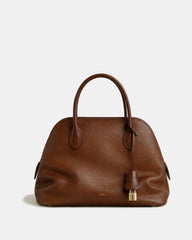 Mia Pebbled Top Handle Bag - Brown