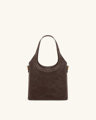 Brooke Mini Belted Embellished Top Handle Bag - Dark Brown