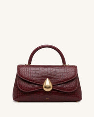 Teardrop Top Handle Bag - Burgundy Croc